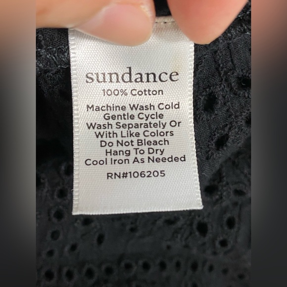 Sundance Selma Eyelet Midi Dress Black Ruffle Cotton Boho Women’s Size Medium - Picture 8 of 9
